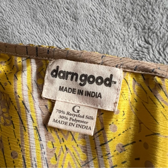 Darn Good Made in India Recycled Silk Bohemian Tie Goddess Beach Caftan Dress - Picture 3 of 17